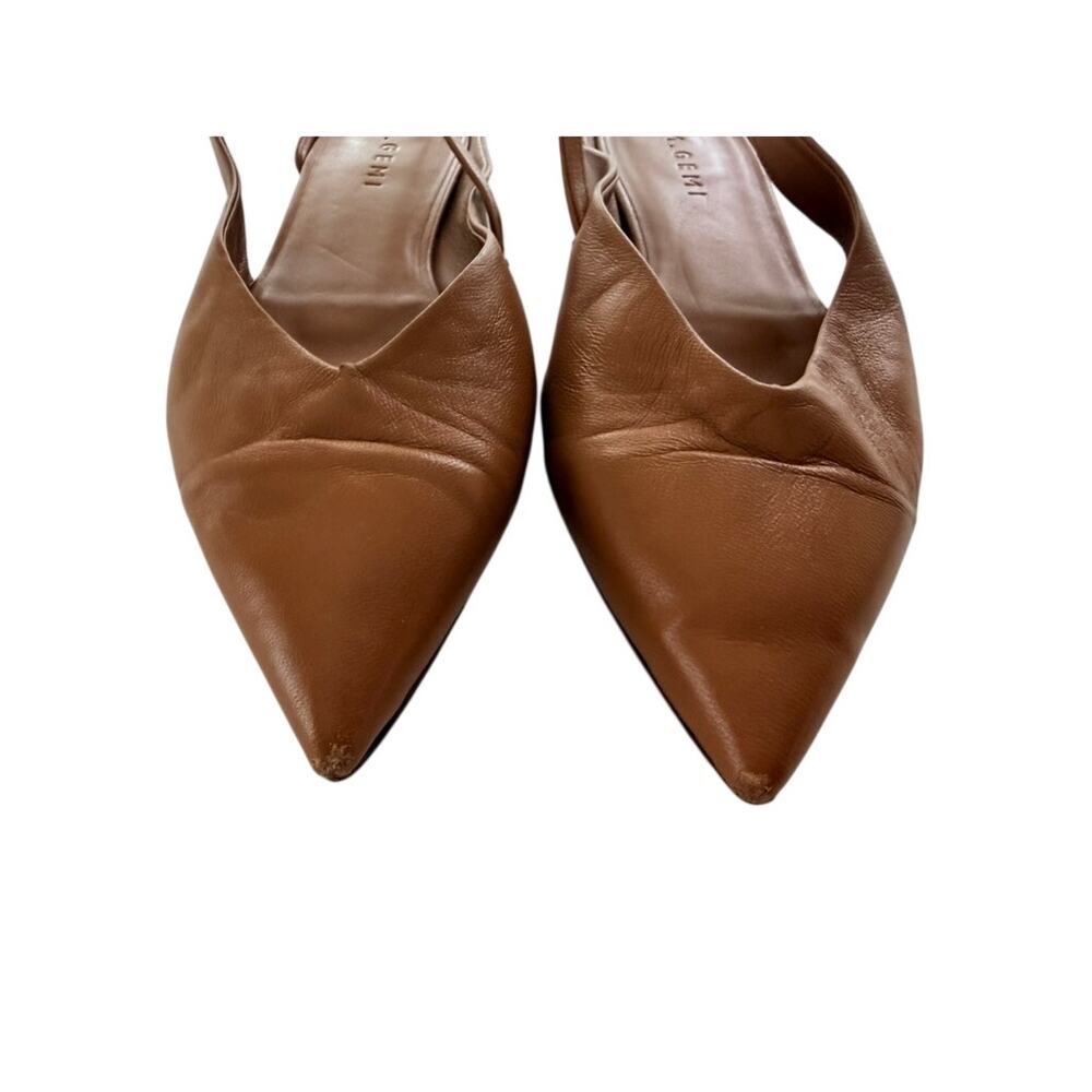 M. Gemi Rosanna Slingbacks Natural Camel Tan Leather Size 40 Flat Point Toe - Picture 3 of 7